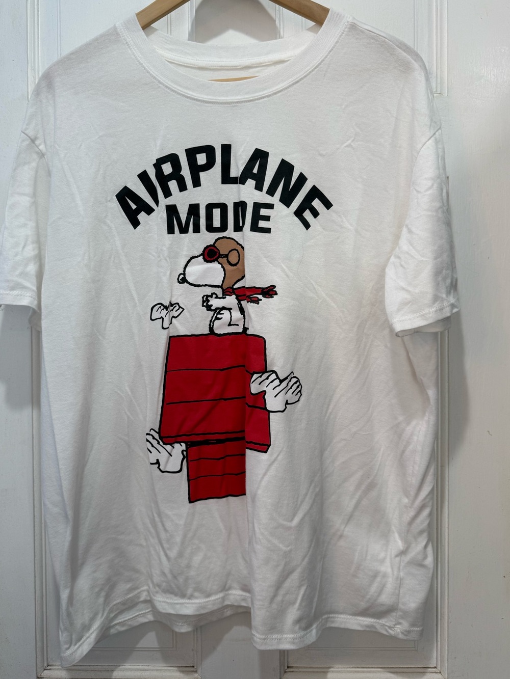 Peanuts Snoopy "Airplane Mode" White Graphic Tee Women’s Size XXL